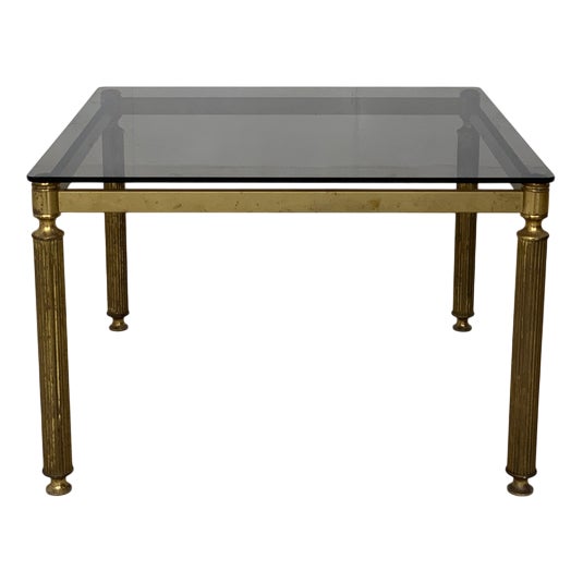 Vintage Brass and Glass Coffee Table For Sale