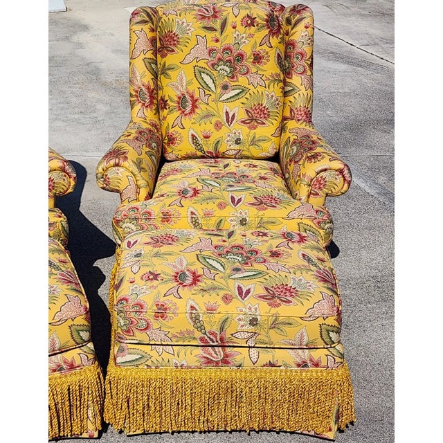 Taylor King Wingback Lounge Chairs & Ottomans Pair For Sale In Miami - Image 6 of 18