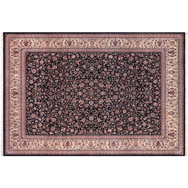 Black Shabby Chic 1990's Floral Pak-Persian Black/Ivory Wool Rug - 9'1'' X 12'1'' For Sale - Image 8 of 9