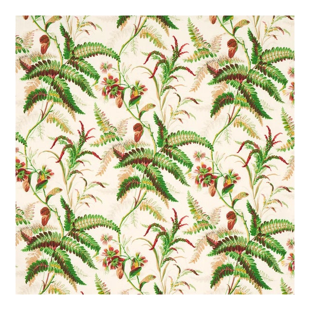 Schumacher Myers Fern Linen Fabric in Document For Sale