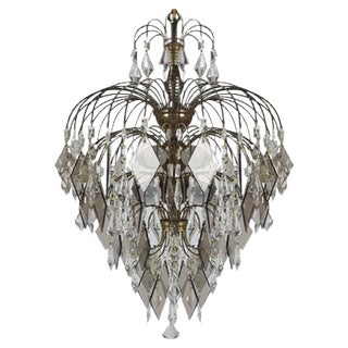 Hollywood Regency Crystal and Glass Chandelier, 1970s For Sale
