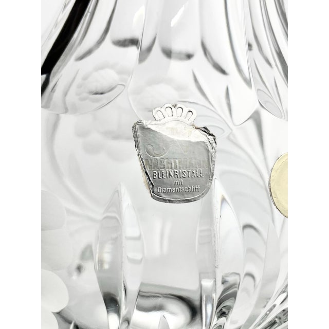 1960s Vintage Nachtmann Footed Presentation Rose Flower Etched Bleikristall Crystal Vase For Sale - Image 10 of 11