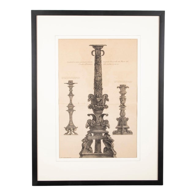 Neoclassical Etching of Roman Candelabra by Giovanni Battista Piranesi For Sale