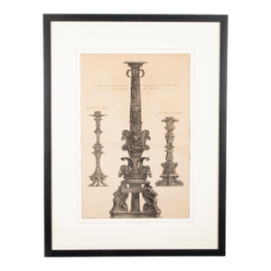 Neoclassical Etching of Roman Candelabra by Giovanni Battista Piranesi