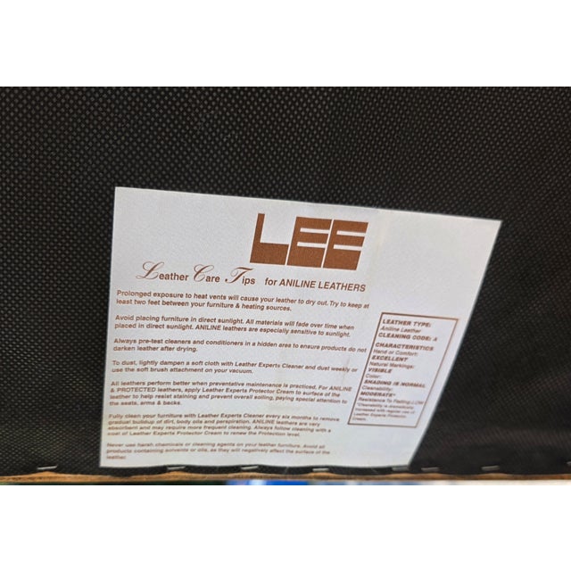 Brown Mid 20th Century Lee Industries Tufted Leather Ottoman on Casters For Sale - Image 8 of 8