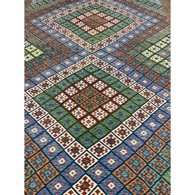 1980s Afghan Kilim Hand Knotted Wool Rug 9’10” X 15’5” For Sale - Image 5 of 6