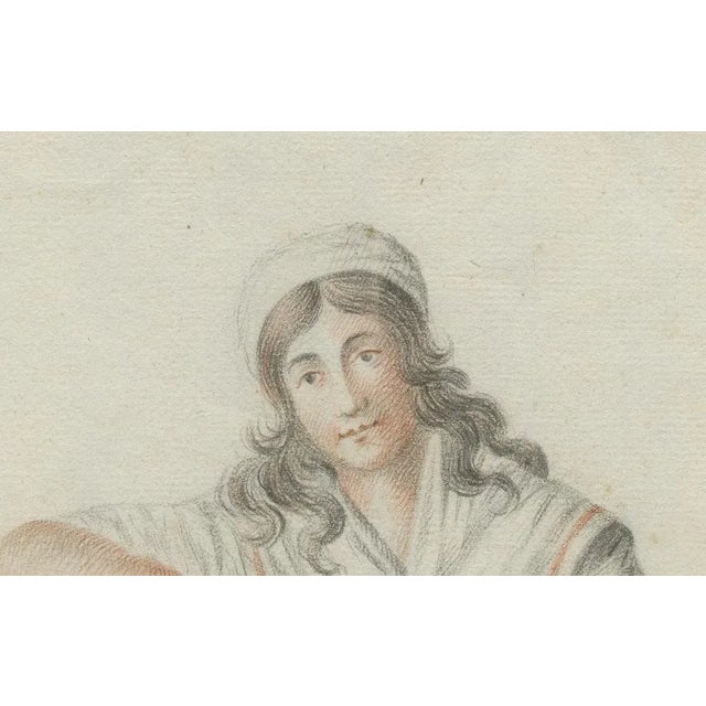 After Verburgh, Standing Woman with Staff, 1797, Chalk on Paper For Sale - Image 6 of 10