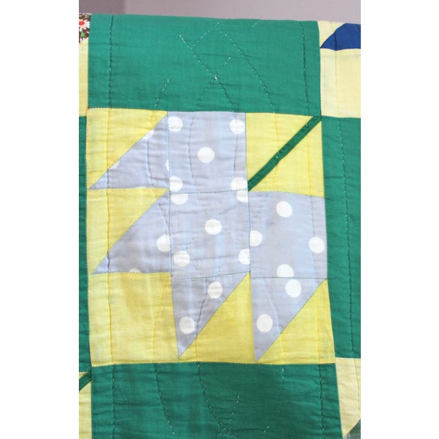 Emerald Vintage Maple Leaf Quilt For Sale - Image 8 of 12