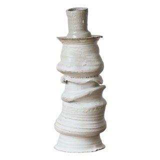 Off White Ceramic Pottery Vase For Sale