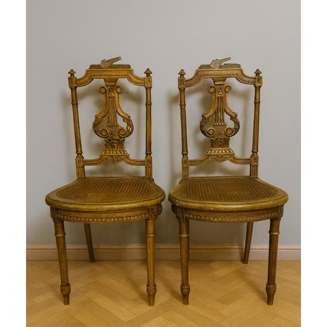 Louis XVI Carved and Gilded Wooden Musicians Chairs, Set of 2 For Sale - Image 5 of 5