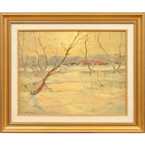 Stanislavs Kreics, Winter Day, Oil on Board, 20th Century For Sale - Image 4 of 4