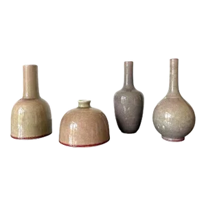 19th Century Chinese Ceramic Vases with Peachbloom Glaze - Set of 4