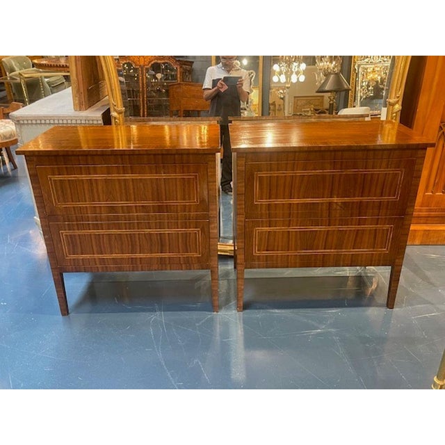 Wood Pair of Italian Walnut Inlaid Side Tables For Sale - Image 7 of 8