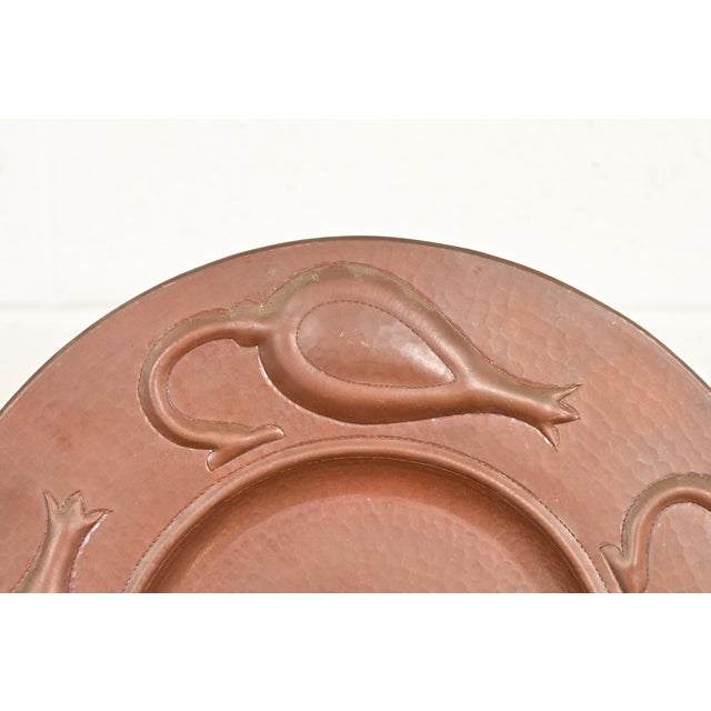 Ramon Ramirez Arts & Crafts Hammered Copper Charger Plate or Tray For Sale In South Bend - Image 6 of 12