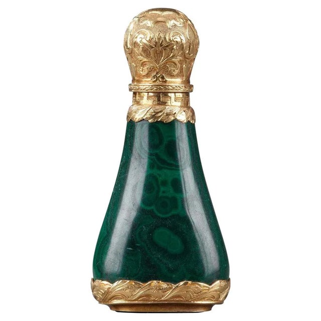 Mid19th Century Gold Mounted Malachite Perfume Flask For Sale - Image 13 of 13
