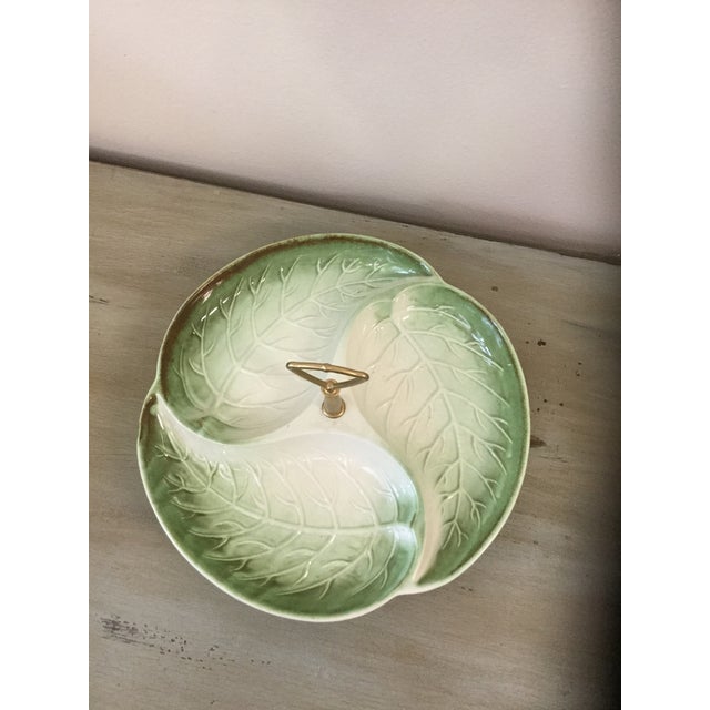 Vintage Haeger Porcelain Serveware tray, with a leaf shade, and light green color, no chip or crack, amazing safe food...