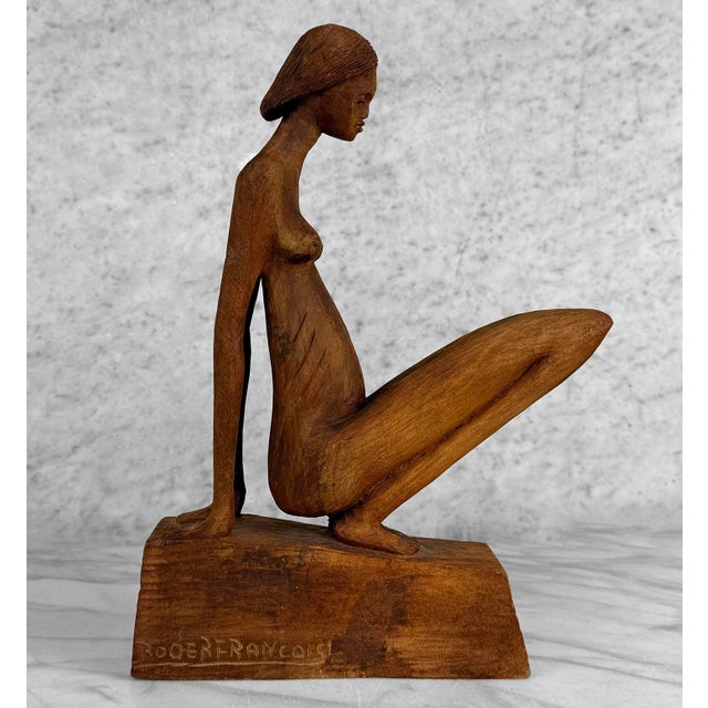 Abstract Vintage Abstract Nude Haitian Women Wood Sculpture by Roger Francois For Sale - Image 3 of 8