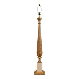 1960’s Hollywood Regency Italian Gold Leaf & Travertine Floor Lamp For Sale