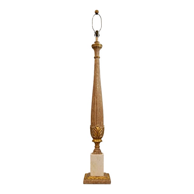 1960’s Hollywood Regency Italian Gold Leaf & Travertine Floor Lamp For Sale