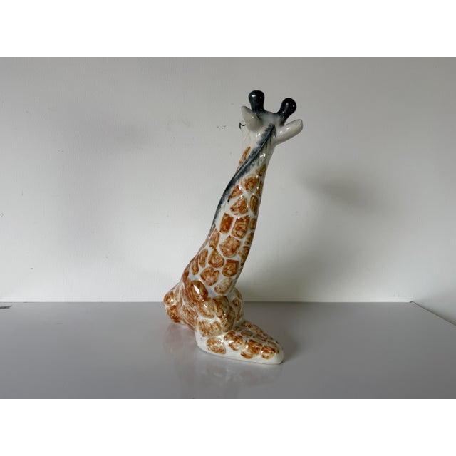 1980s 1980s Vintage Hand-Painted Ceramic Giraffe Sculpture For Sale - Image 5 of 12