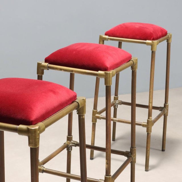 Brass Stools, 1950s, Set of 3 For Sale - Image 3 of 8
