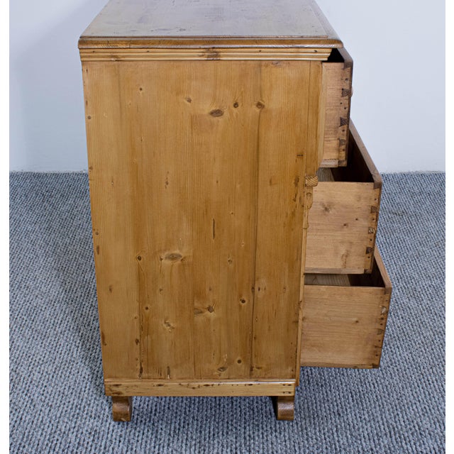 Antique Waxed Stripped Pine Chest of 3 Drawers, Late 19th Century For Sale - Image 9 of 11
