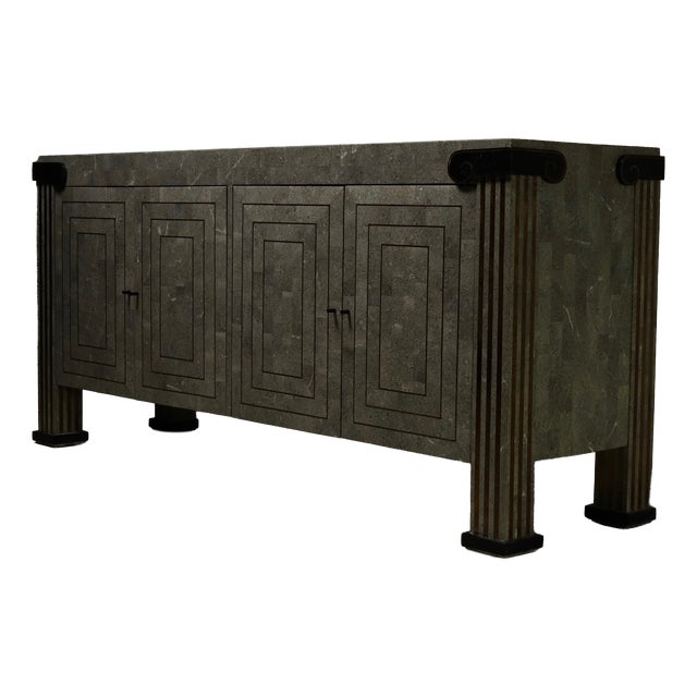 Tessellated Stone and Brass Sideboard from Maitland Smith, 1980s For Sale