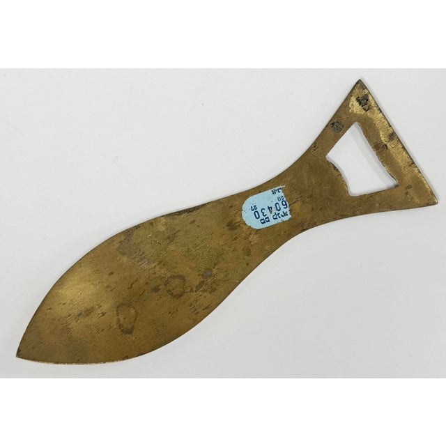 Vintage Detailed Brass Fish Bottle Opener For Sale - Image 4 of 5