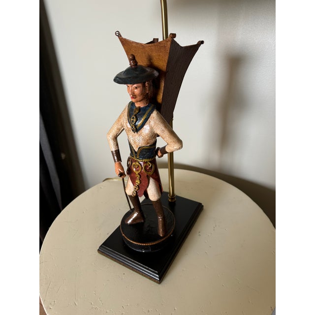Mid-20th Century Asian Figural Tole Table Lamp For Sale In Madison - Image 6 of 11