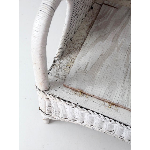 Antique White Wicker Lounge Chair With Floral Cushions For Sale - Image 15 of 17
