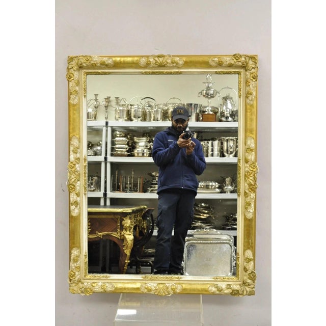 Vintage Fj Newcomb Italian Regency Style Gold Cream Gilt Rectangular Wall Mirror For Sale - Image 12 of 12