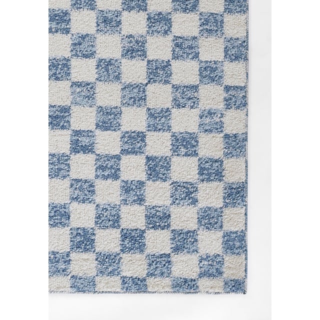 A modern classic is always in style. Part of the Kaia Collection, this playful blue and white check rug has been updated...