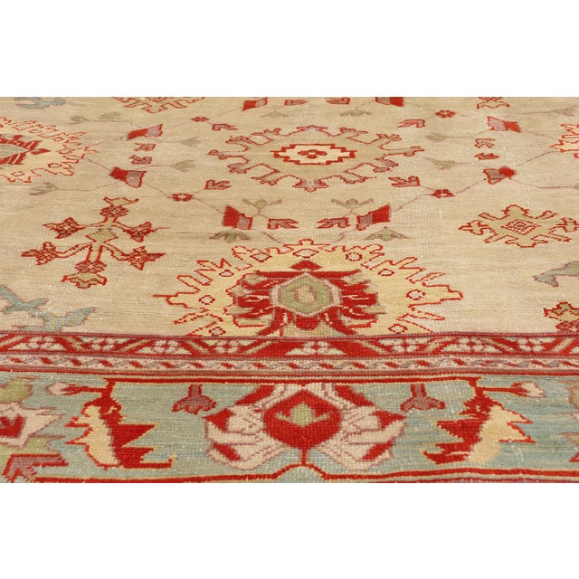 Early 20th Century Antique Ivory Turkish Oushak Rug - 09'00 X 12'02 For Sale - Image 5 of 10