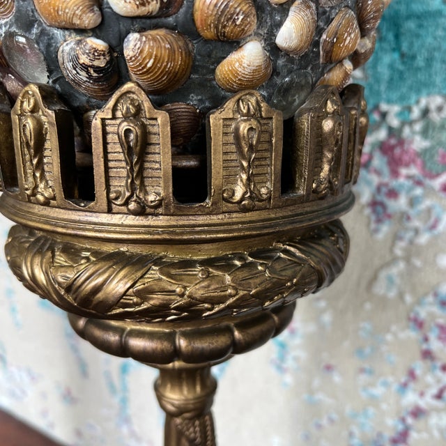 1990s 1990s Metal and Shell Decorative Candle Sticks - a Pair For Sale - Image 5 of 11