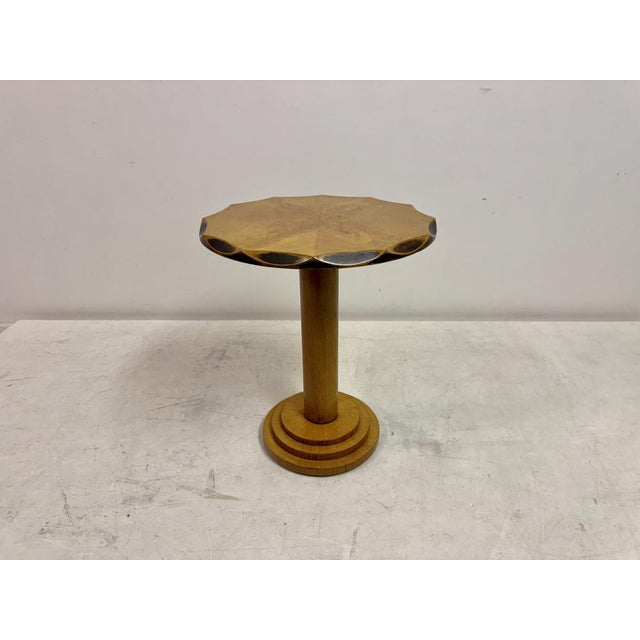 Wood Swedish Art Deco Circular Quarter Veneered Side Table, 1930s For Sale - Image 7 of 14