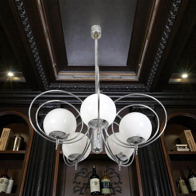 1970s Italian Chrome and Murano Glass Sphere Chandeliers, 1970, Set of 2 For Sale - Image 5 of 15