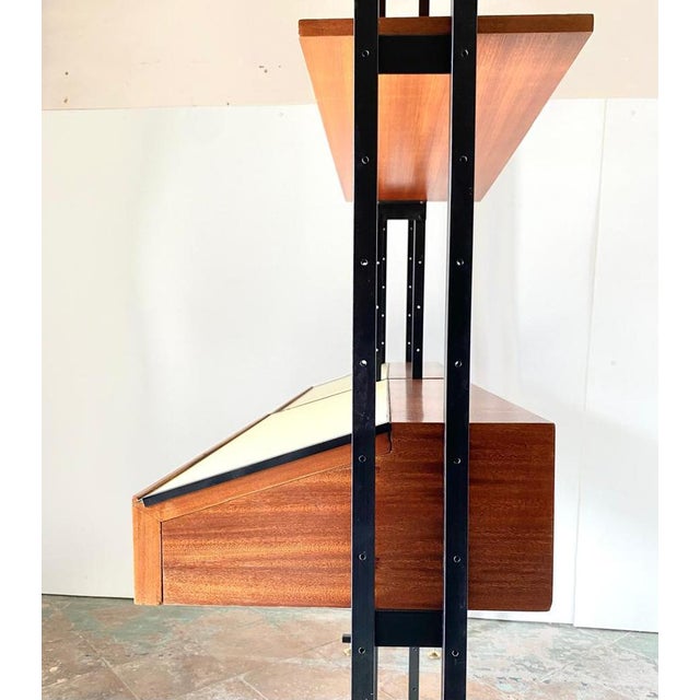 Beige Modular Bookcase with Folding Drawers, 1960s For Sale - Image 8 of 14