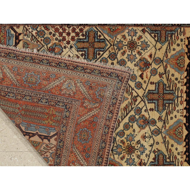 Antique Persian Bakhshaish Carpet, Handmade Wool Rug, Ivory and Rust For Sale - Image 14 of 18