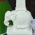 1999 White Lacquered Elephant Table Lamp With Green Laquered Shade - Newly Painted For Sale - Image 10 of 12