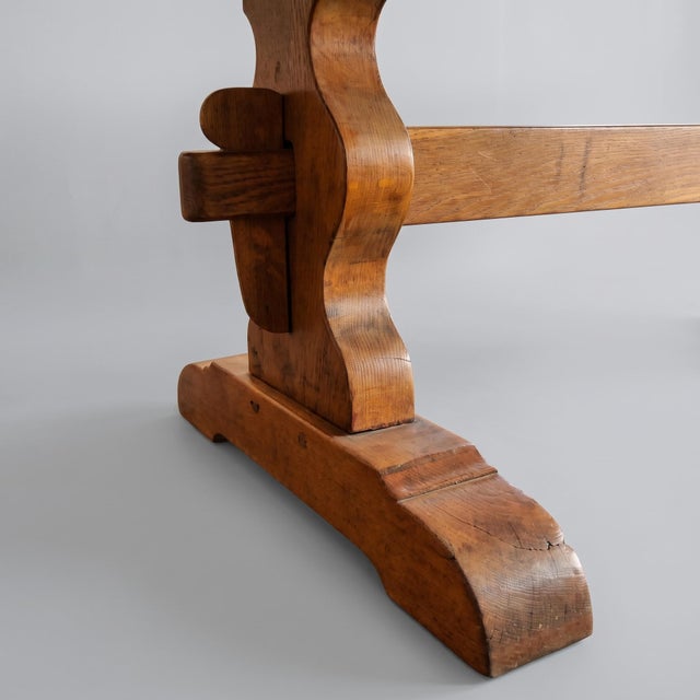 1930s 20th Century Collapsible Oak Monastery Table with Panelled Top in Mortise and Tenon Joints, 1930s For Sale - Image 5 of 9