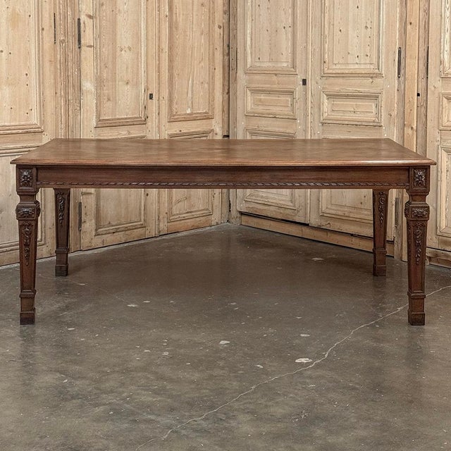 French Louis XVI Style Walnut Dining Table With Parquetry Top For Sale In Dallas - Image 6 of 18