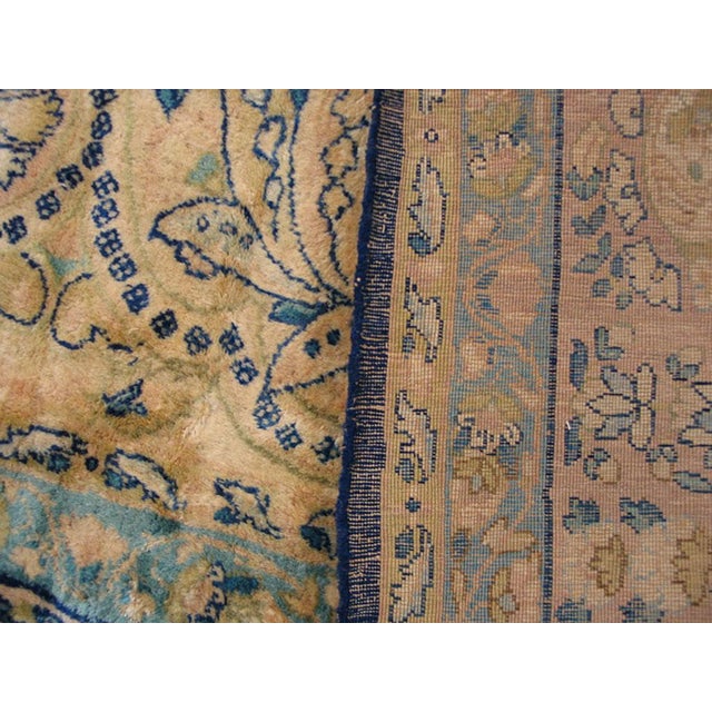 1920s Blue Navy Geometric Antique s.e. Persian Kirman Rug 11'10" X 23'10 Handkknotted Wool Carpet For Sale In New York - Image 6 of 6