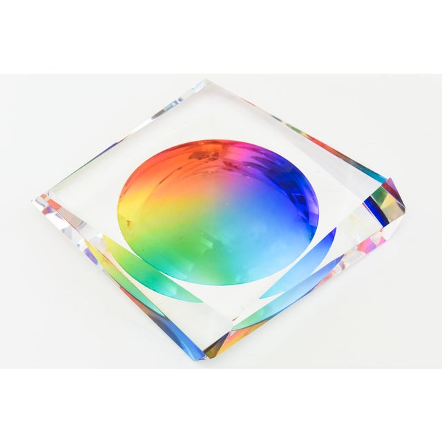 Contemporary Lucite Rainbow Op Art Angled Bowl Style of Victor Vasarely For Sale - Image 3 of 10