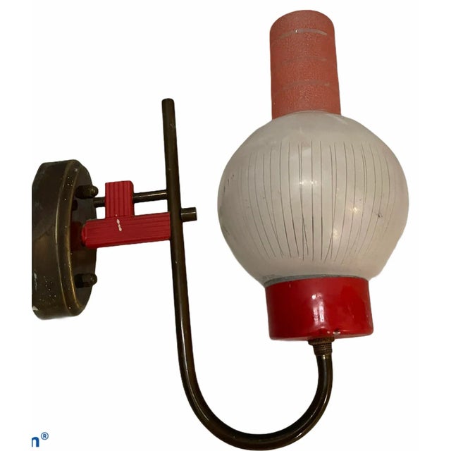 Red Vintage Red Glass Sconces by Stilnovo, 1950s, Set of 2 For Sale - Image 8 of 10