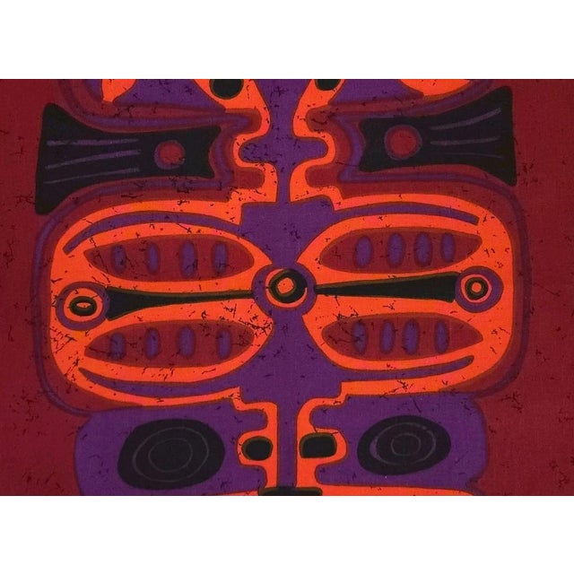 Mid-century screen-printed wall hanging. Signed by the german artist Traute Sänger Unused, very rare find in this...