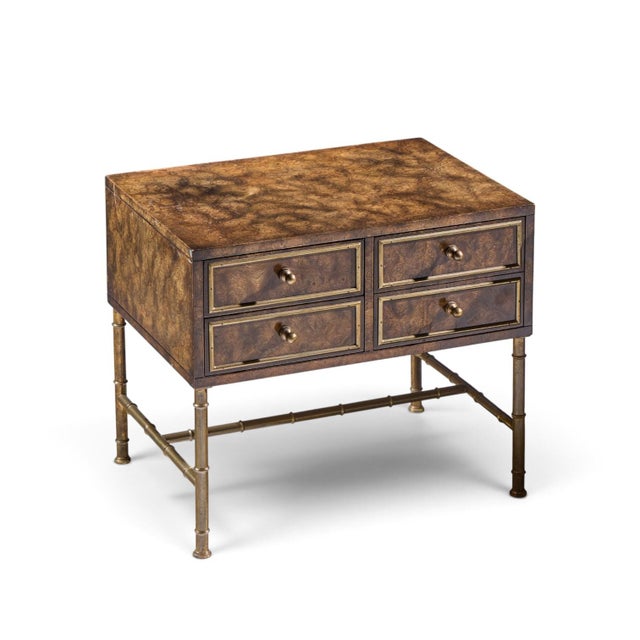 Mastercraft Mid Century Burlwood and Brass Nightstands - Pair For Sale - Image 12 of 13