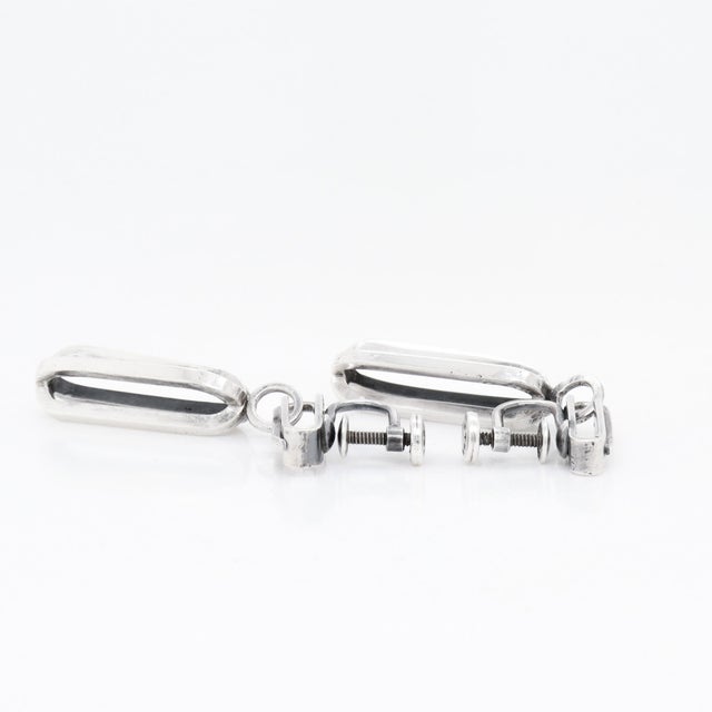Silver Vintage Mid-Century Modernist Paul Lobel Sterling Silver Drop / Dangle Earrings For Sale - Image 8 of 11