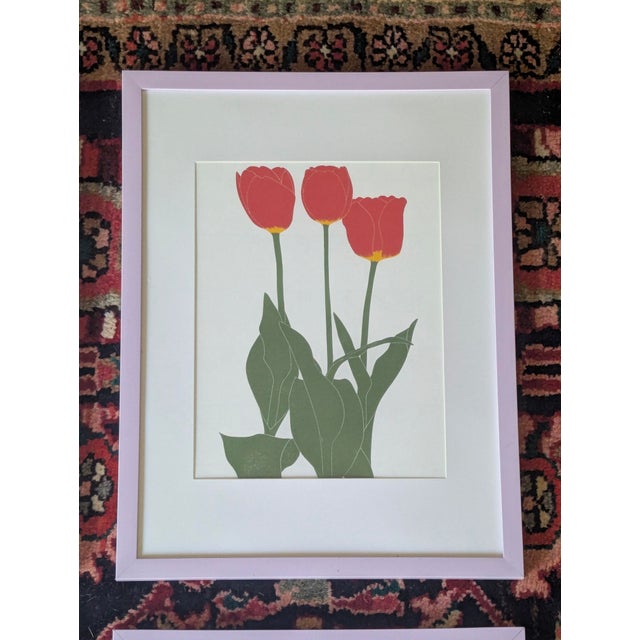 Early 21st Century Henry Evans Botanical Linocut Prints Framed- Set of 4 For Sale - Image 5 of 17