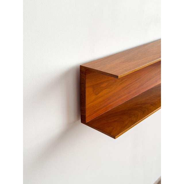 Wood Floating Shelf in Walnut by Walter Wirz for Wilhelm Renz, 1960s For Sale - Image 7 of 12