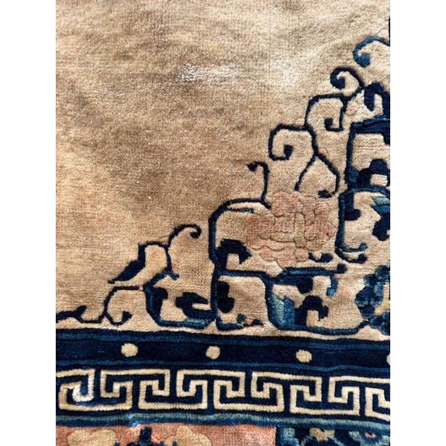 Tan 12 X 9 Antique Chinese Art Deco Chinoiserie Peking Rug Geometric Medallion For Sale - Image 8 of 15